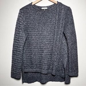 Habitat Women Sweater Small Blue Stripe Asymmetrical‎ Art Rolled Neck Lagenlook